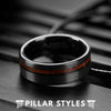 Koa Wood Ring Black Tungsten Wedding Band Mens Ring - Koa Wood Wedding Band - Pillar Styles