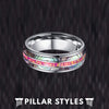 Red Opal Ring Tungsten Wedding Band - Abalone Ring for Men - Pillar Styles