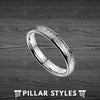 4mm Tungsten Meteorite Ring Thin Wedding Band - Pillar Styles