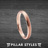 18K Rose Gold Ring 3mm Thin Wedding Band Womens Ring - Pillar Styles