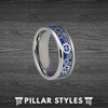 Blue Steampunk Ring Tungsten Carbon Fiber Ring - Gearhead Mechanical Ring - Pillar Styles