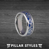 Blue Steampunk Ring Mens Wedding Band Cogs Mechanical Ring - Pillar Styles