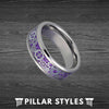 Purple Steampunk Ring Tungsten Wedding Band - Carbon Fiber Ring Gearhead Mechanical Ring - Pillar Styles