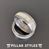 Damascus Ring 8mm Deer Antler Ring Titanium Wedding Band Mens Ring - Pillar Styles