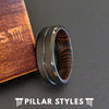 Exotic Wenge Wood Ring Mens Wedding Band - 8mm Tungsten Wood Wedding Ring for Men - Pillar Styles