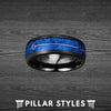 Meteorite Mens Wedding Band with Blue Arrow - Pillar Styles