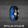 Meteorite Mens Wedding Band with Blue Arrow - Pillar Styles