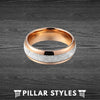 Tungsten Rose Gold Meteorite Ring Mens Wedding Band - Unique Rose Gold Ring - Pillar Styles