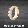 Unique Meteorite Ring Mens Wedding Band Tungsten Rose Gold Ring - Pillar Styles