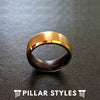 Unique 14K Gold Ring with Wenge Wood Ring Inlay - Gold Wood Ring Mens Wedding Band - Pillar Styles