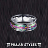 Lavender Opal Ring Mens Wedding Band Abalone Ring Unique Tungsten Ring for Men - Pillar Styles