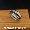 Tungsten Meteorite Ring with Rare Koa Wood Wedding Band - Pillar Styles