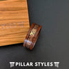 Mens Celtic Ring Wood Wedding Band with Sandal Wood Inlay Ring - Rose Gold Celtic Knot Ring - Pillar Styles