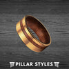 14K Gold Wedding Band Mens Ring - Tungsten Koa Wood Ring Mens Wedding Band - Pillar Styles