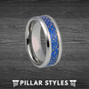 Blue Viking Ring Mens Celtic Knot Wedding Band Carbon Fiber Ring - Silver Dragon Ring - Pillar Styles