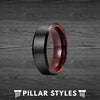 Black Titanium Ring Mens Wedding Band - Rose Wood Wedding Band - Pillar Styles