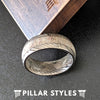 Damascus Ring 8mm Deer Antler Ring Titanium Wedding Band Mens Ring - Pillar Styles