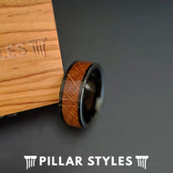 Whiskey Barrel Ring Tungsten Wedding Band - Pillar Styles