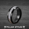 8mm Black Tungsten Meteorite Ring Mens Wedding Band - Pillar Styles