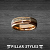 Thin Rose Gold Ring Koa Wood Wedding Band Tungsten Ring - Deer Antler Ring - Unique Koa Wood Ring - Pillar Styles