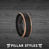 6mm/8mm 18K Rose Gold Ring Mens Wedding Band Tungsten Ring Rose Gold Wedding Ring - Pillar Styles
