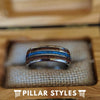 Blue Meteorite Mens Wedding Band Hawaiian Koa Wood Ring - Wood Wedding Band Mens Ring - Pillar Styles