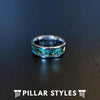 Fire Opal Ring Mens Wedding Band Tungsten Ring - Pillar Styles