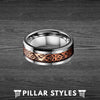 18K Rose Gold Ring Mens Viking Ring Tungsten Wedding Band Dragon Ring - Celtic Mens Ring - Pillar Styles