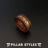 Mens Celtic Ring Wood Wedding Band with Sandal Wood Inlay Ring - Rose Gold Celtic Knot Ring - Pillar Styles