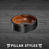 Exotic Zebra Wood Ring Mens Wedding Band - Tungsten Ring with Wood Inlay - Pillar Styles