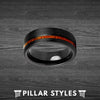 6mm Koa Wood Ring Mens Wedding Band Tungsten Ring - Black Mens Ring with Koa Wood Inlay - Pillar Styles