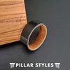 Flat Whiskey Barrel Ring Mens Wedding Band Wood Ring - Pillar Styles