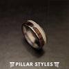 Deer Antler Ring with Arrow Inlay Zebra Wood Ring Tungsten Wedding Band Mens Ring - Pillar Styles