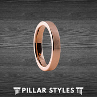 4mm Thin Rose Gold Ring Tungsten Wedding Bands Womens Ring with Brushed Rose Gold - Pillar Styles