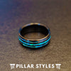 Green Opal Ring Mens Wedding Band Tungsten Ring - Abalone Ring 8mm Unique Mens Ring with Abalone Shell Black Ring - Pillar Styles