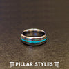 Abalone Ring with Green Opal Tungsten Ring - Unique Mens Wedding Band Opal Ring - Pillar Styles