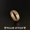 6mm Damascus Ring Mens Wedding Band Rose Gold Ring - Unique Rose Gold Damascus Steel Ring - Pillar Styles