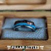 Koa Wood Ring with Turquoise Inlay - Rose Gold Arrow Ring - Tungsten Wedding Bands Mens Ring - Pillar Styles