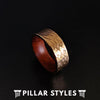 Hammered Ring 18K Rose Gold Ring Mens Wedding Band Koa Wood Ring - Tungsten Wood Rings for Men - Pillar Styles