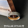 6mm Mens Whiskey Barrel Ring Silver Titanium Wedding Band - Bourbon Whiskey Wood Rings for Men - Pillar Styles