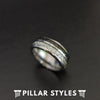 Meteorite Ring with Black Carbon Fiber Ring Mens Wedding Band Tungsten Ring - Pillar Styles