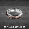 6mm Zebra Wood Ring with Arrow Inlay Deer Antler Ring Mens Wedding Band Tungsten Ring - Pillar Styles