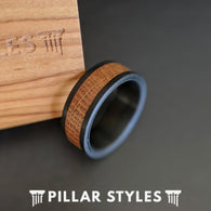 Black Whiskey Barrel Ring Mens Wedding Band Tungsten Ring 8mm Bourbon Barrel Ring - Pillar Styles