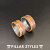 Whiskey Barrel Ring Offset Inlay Tungsten Ring 8mm Mens Wedding Band Bourbon Whisky Ring - Pillar Styles