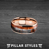 Koa Wood Ring Mens Wedding Band Rose Gold Ring - 8mm/6mm Tungsten Couples Ring Set - Pillar Styles