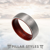 Silver Tungsten Ring 8mm Mens Wedding Band - Pillar Styles