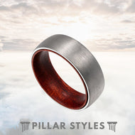 Silver Tungsten Ring 8mm Mens Wedding Band - Pillar Styles