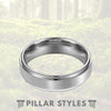 Silver Titanium Ring Edge Finish 6mm Couples Wedding Band Unique Wedding Ring - Pillar Styles