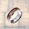 Tungsten Deer Antler Ring with Rare Koa Wood Wedding Band - Pillar Styles