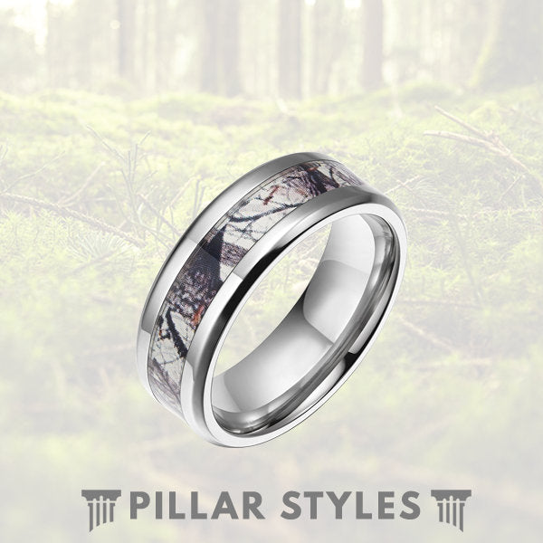 Brown Oak Camo Titanium Ring 6/8mm Mens Wedding Band– Pillar Styles